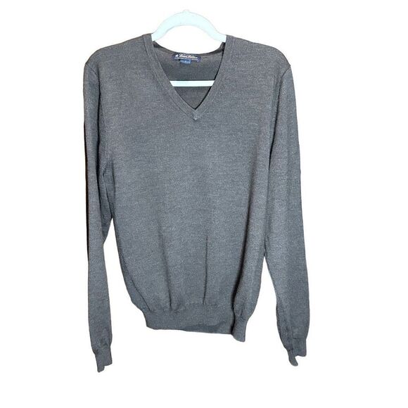 Brooks Brothers Men’s Dark Brown Wool Blend VNeck sweater Sz M - Picture 1 of 5